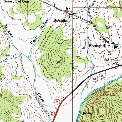 Topographic Map of Wells Cemetery, TN