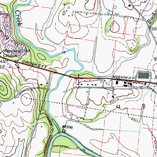 Topographic Map of Whitaker Cemetery, TN