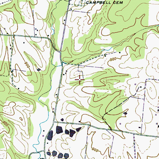 Topographic Map of Whitworth Cemetery, TN