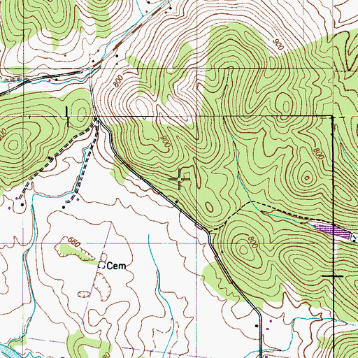 Topographic Map of Blanche Cemetery, TN