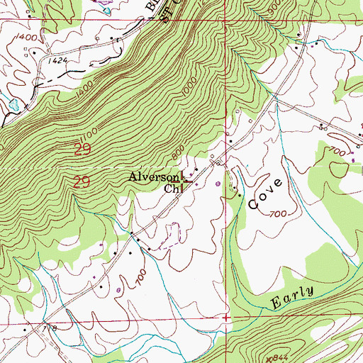 Topographic Map of Alverson Church, AL