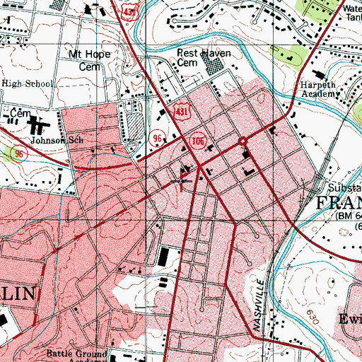 Topographic Map of First United Methodist Church, TN
