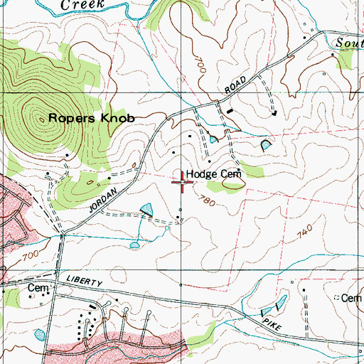 Topographic Map of Hodge Cemetery, TN