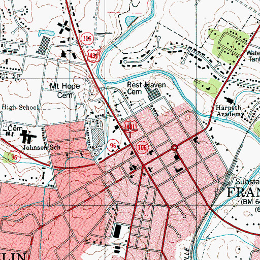 Topographic Map of Tennessee Female College of Franklin (historical), TN