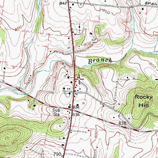 Topographic Map of Wilson Creek Primitive Baptist Church, TN