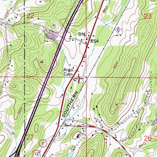 Topographic Map of Argo Cemetery, AL