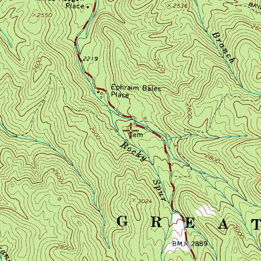 Topographic Map of Bales Cemetery, TN