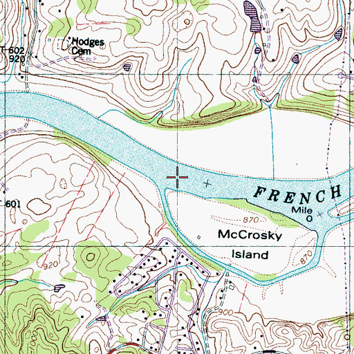 Topographic Map of Bryant Shoals, TN