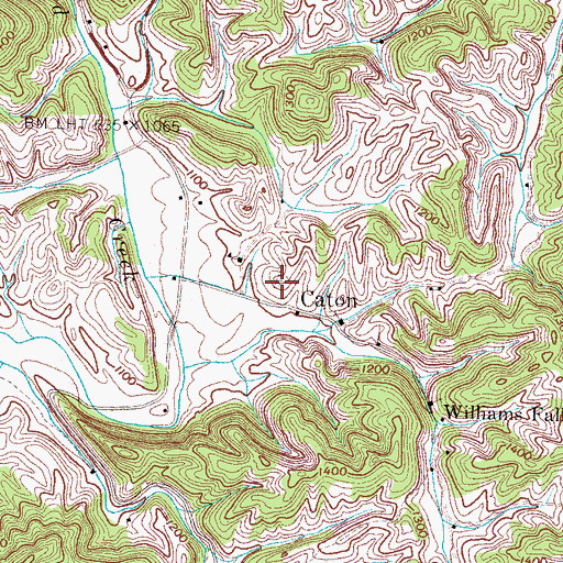 Topographic Map of Catons Chapel Cemetery, TN
