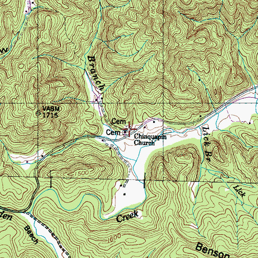 Topographic Map of Chinquapin Cemetery, TN