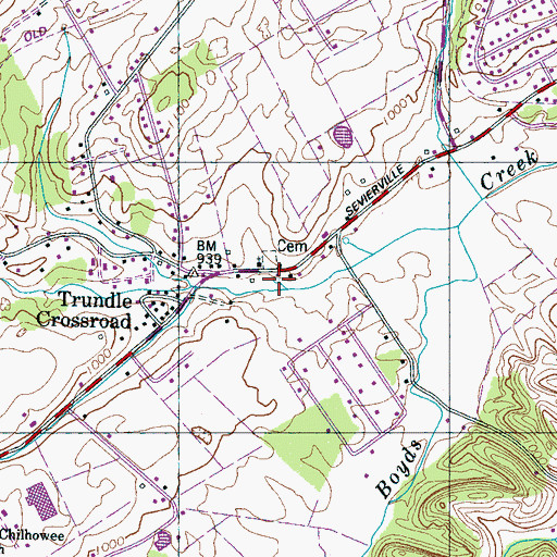 Topographic Map of Claxton Spring, TN