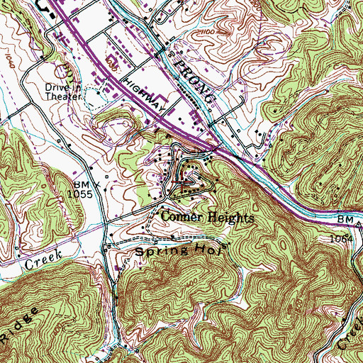 Topographic Map of Conner Heights Baptist Church, TN