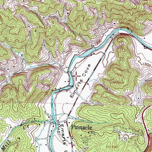 Topographic Map of Emerts Cove Cemetery, TN