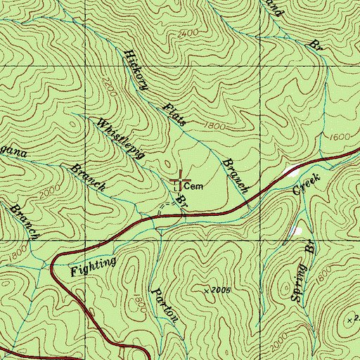 Topographic Map of Fighting Creek Cemetery, TN