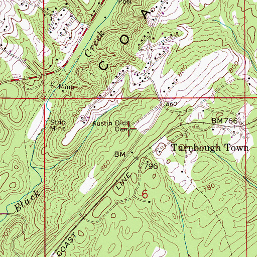 Topographic Map of Austin Olds Cemetery, AL