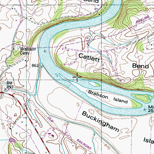 Topographic Map of Hanging Rock Shoals, TN