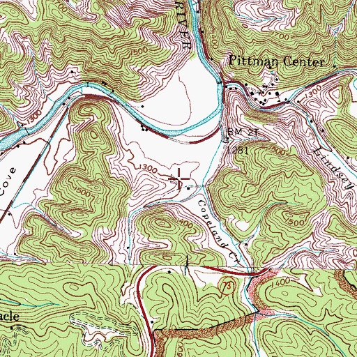 Topographic Map of Headrick Cemetery, TN