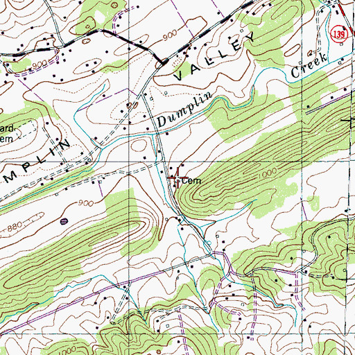 Topographic Map of Henry Cemetery, TN