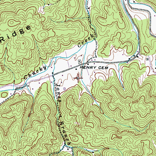 Topographic Map of Henry Cemetery, TN