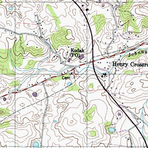 Topographic Map of Henrys Crossroads Cemetery, TN
