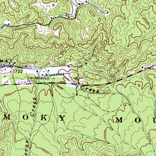 Topographic Map of Husky Cemetery, TN