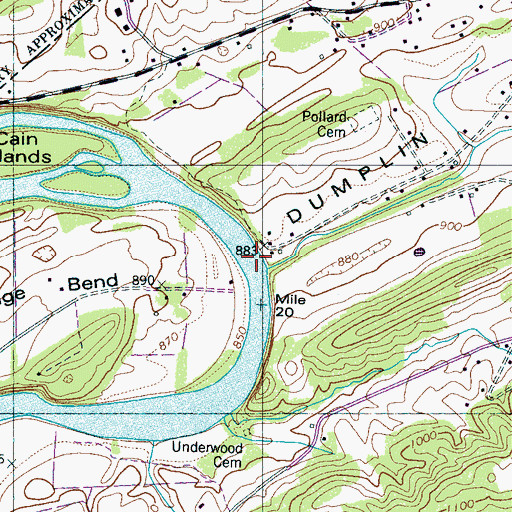 Topographic Map of Hyletts Ferry (historical), TN