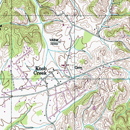 Topographic Map of Knob Creek Baptist Church, TN