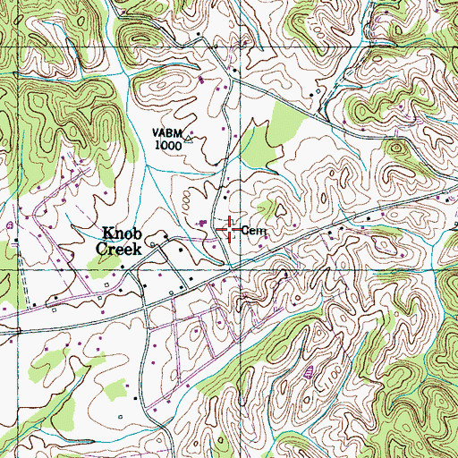 Topographic Map of Knob Creek Cemetery, TN