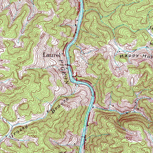 Topographic Map of Laurel Branch Baptist Church, TN