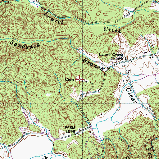Topographic Map of Laurel Grove Cemetery, TN