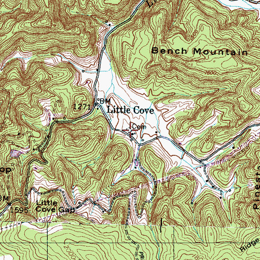 Topographic Map of Little Cove Cemetery, TN
