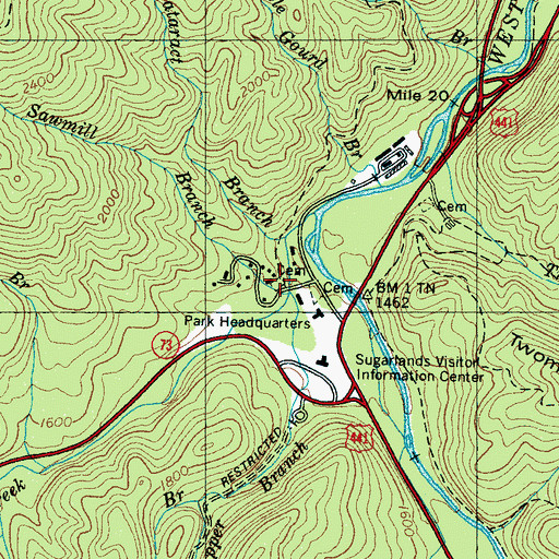 Topographic Map of Lower Fighting Creek Cemetery, TN