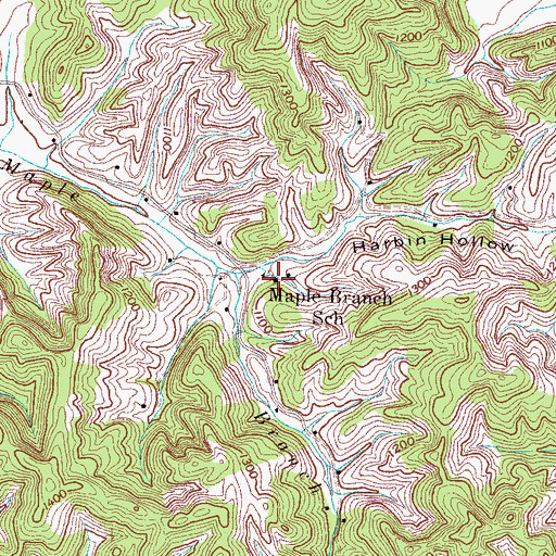 Topographic Map of Maples Branch Baptist Church, TN