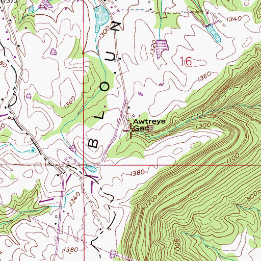Topographic Map of Awtreys Gap, AL