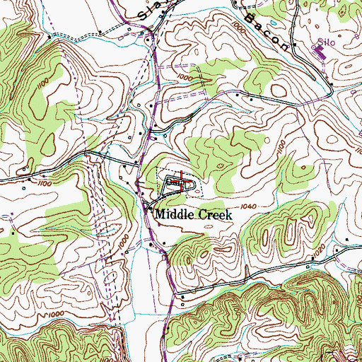 Topographic Map of Middle Creek Cemetery, TN