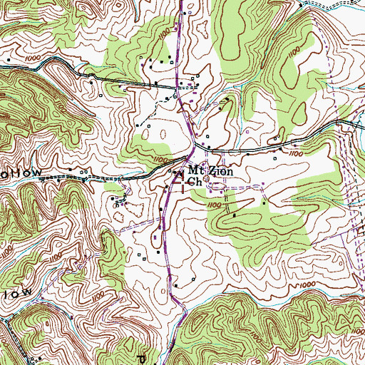 Topographic Map of Mount Zion Cemetery, TN