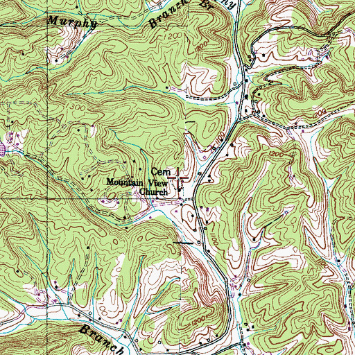 Topographic Map of Mountain View Cemetery, TN