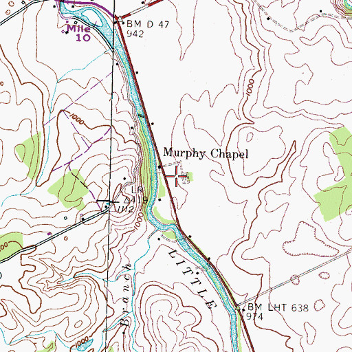 Topographic Map of Murphy Chapel Cemetery, TN