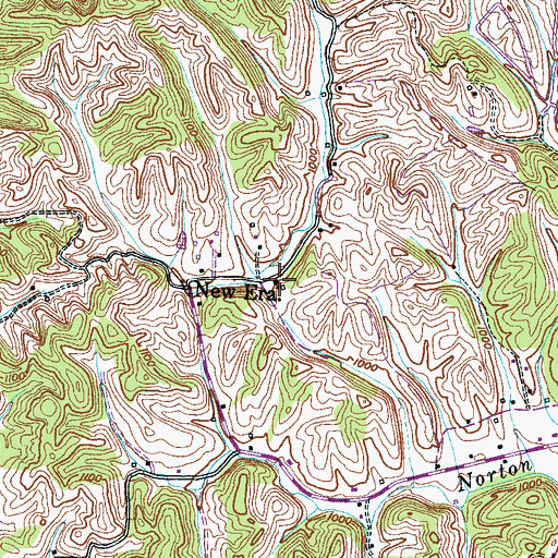 Topographic Map of New Era Baptist Church, TN