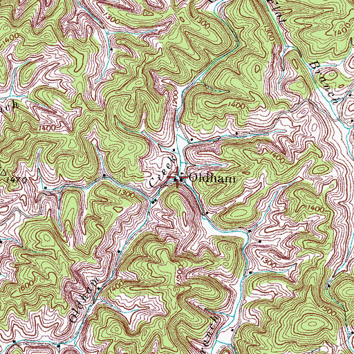 Topographic Map of Oldhams Creek Baptist Church, TN