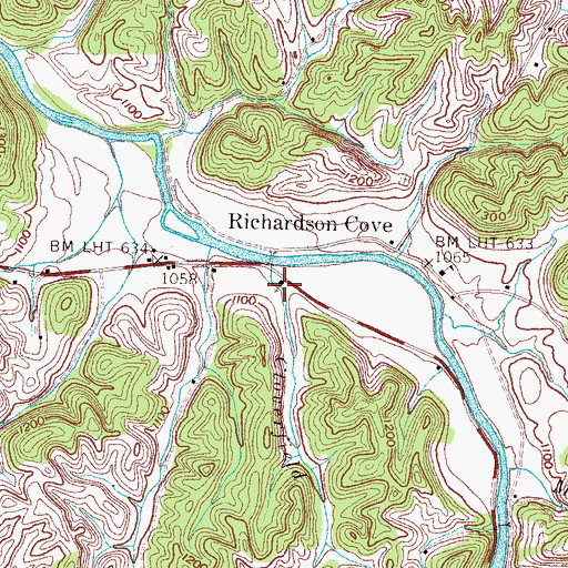 Topographic Map of Richardsons Cove Baptist Church, TN