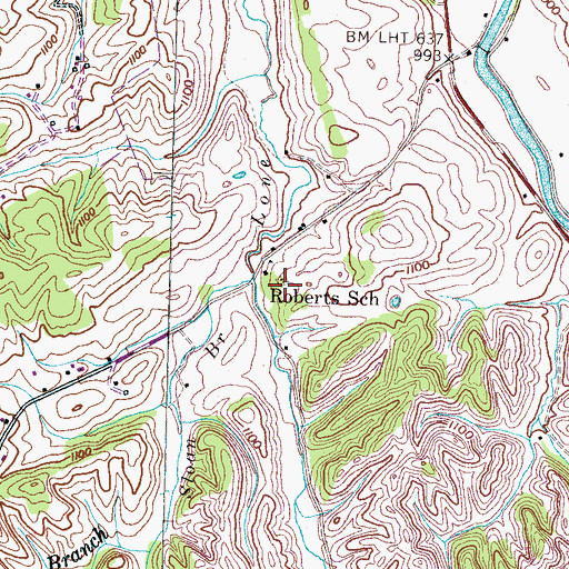 Topographic Map of Roberts Cemetery, TN