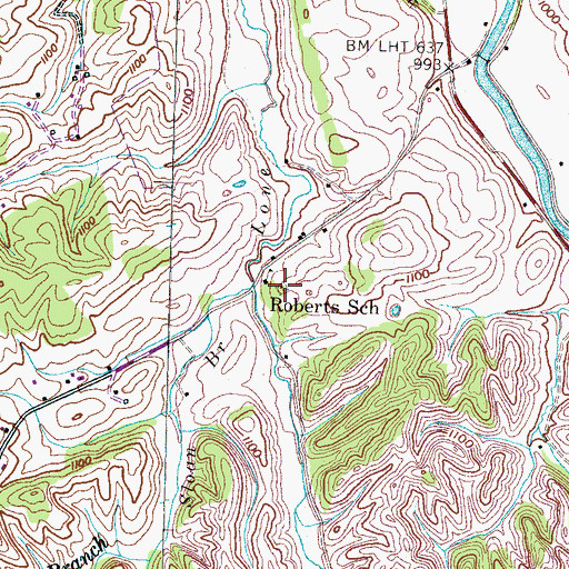 Topographic Map of Roberts United Methodist Church, TN