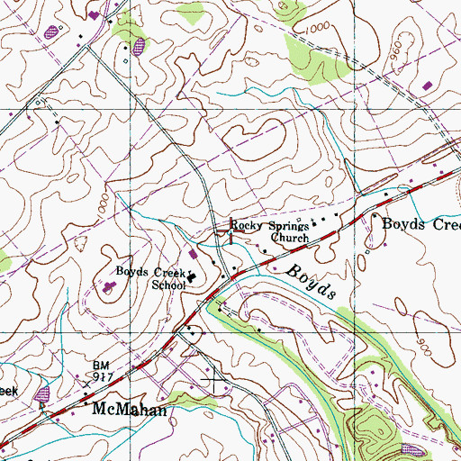 Topographic Map of Rock Sjprings, TN