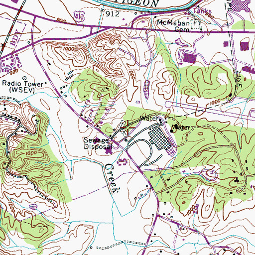 Topographic Map of Sevier County Cemetery, TN