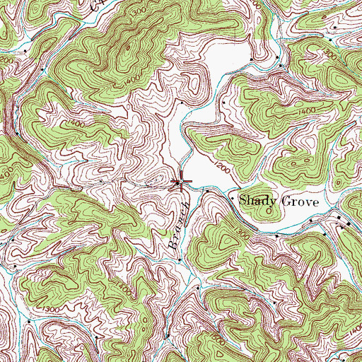 Topographic Map of Shady Baptist Church, TN