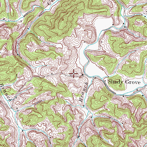 Topographic Map of Shady Grove Cemetery, TN