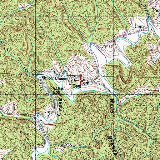 Topographic Map of Shiloh Cemetery, TN