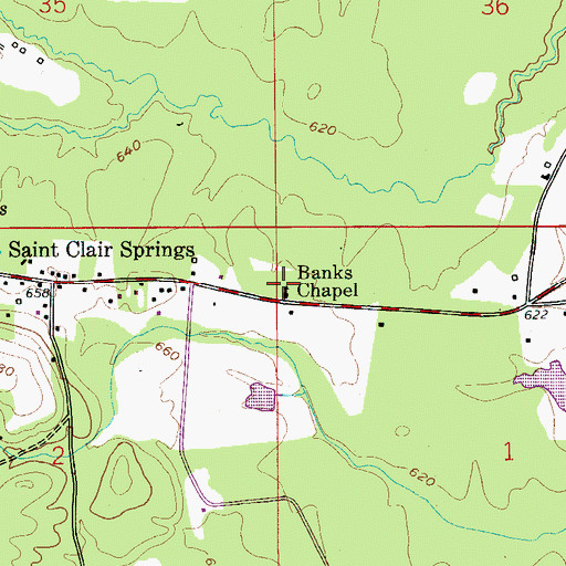 Topographic Map of Banks Chapel, AL