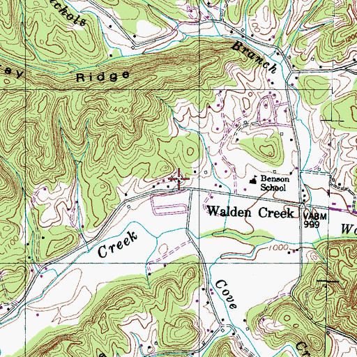 Topographic Map of Waldens Creek United Methodist Church, TN